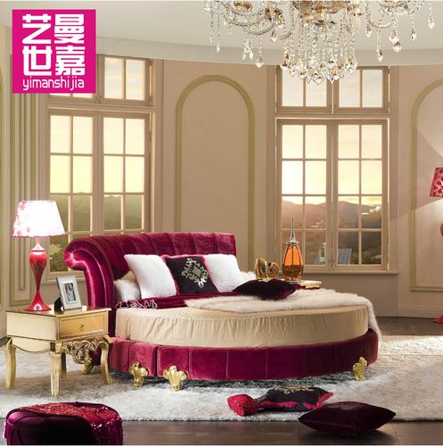 艺曼世嘉欧式布艺圆床 新古典床 布床软床双人床 婚床
