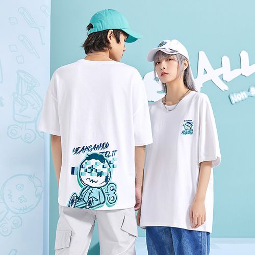 潮牌glemall21夏新款趣味ip后背下摆图案短袖情侣t恤