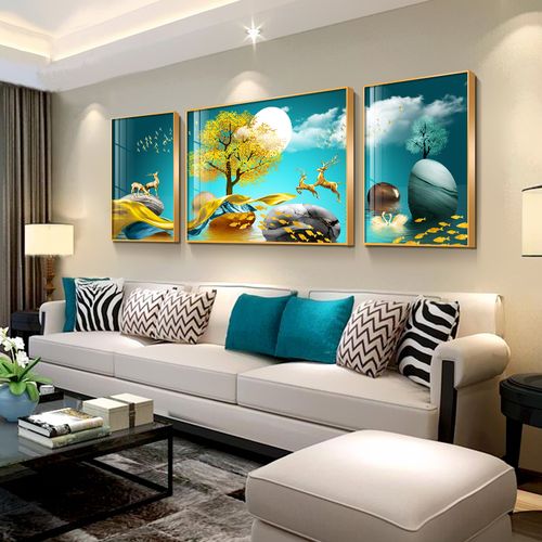 北欧客厅装饰画 简约大气壁画客厅沙发背景墙装饰画墙
