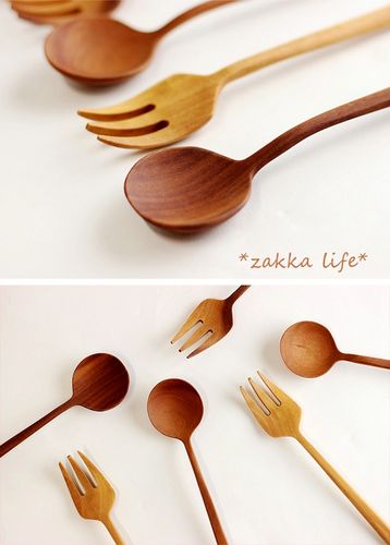 【现货】  日本 zakka 森女风可爱木勺叉 餐具 拍照道具