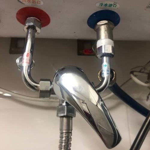 电热水器全纯铜混水阀冷热明装淋浴卫生间家用水龙头配件u型通用