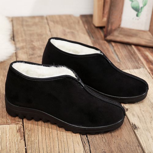 新款老北京布鞋防滑厚底圆头老人鞋保暖加绒加厚羊毛男士冬季棉鞋