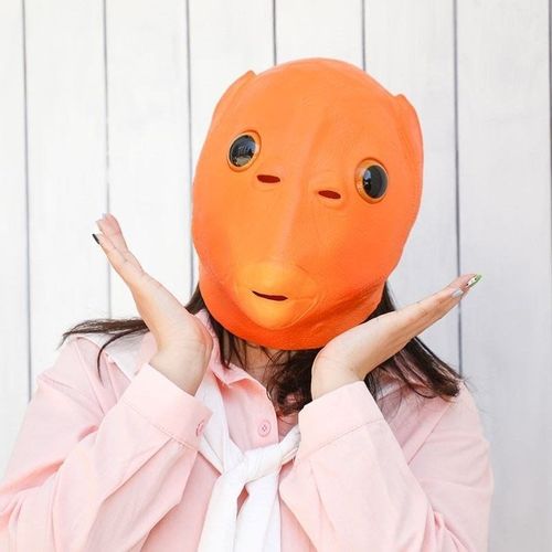 抖音绿头鱼头套面具可爱搞怪搞笑沙雕b鱼头怪怪绿鱼人