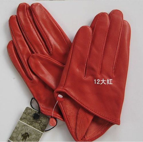 欲望都市同款 时尚真皮女式羊皮手套 女士半掌手套