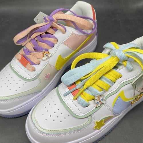 适配aj1mid四色鸳鸯鞋带扁aj3 6空军一号果冻乔1彩色黑男女小白鞋