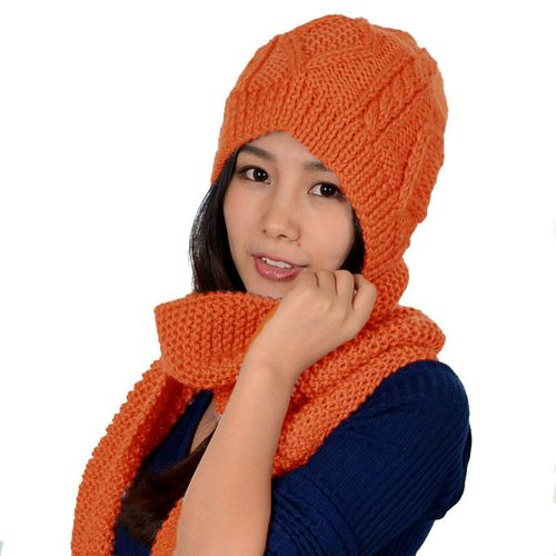 新品风雪帽毛线帽子女冬天韩版潮帽子围巾一体风雪帽手工编织针织帽
