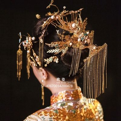 2020新款中式凤冠古典龙凤褂旗袍秀和头饰配饰百搭新娘结婚头饰品