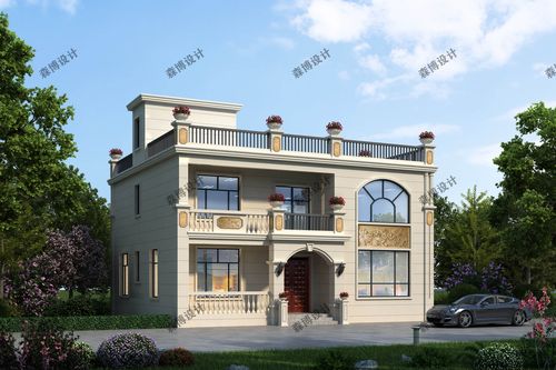 欧式二层别墅设计图纸平顶农村自建小洋房全套效果施工图