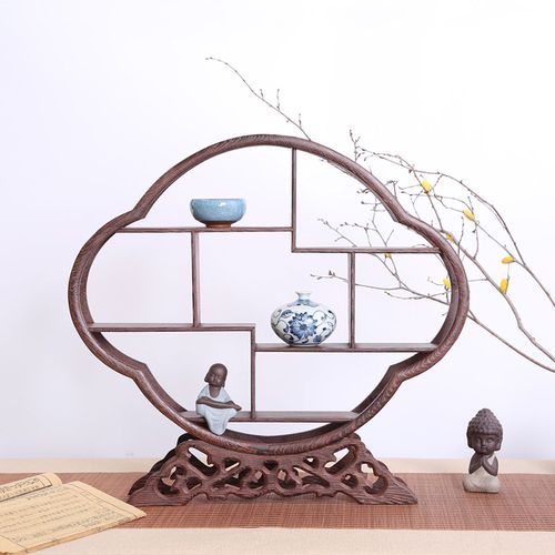 实木中式博古架小摆件客厅摆设茶叶茶具柜多宝阁古董架现代简约