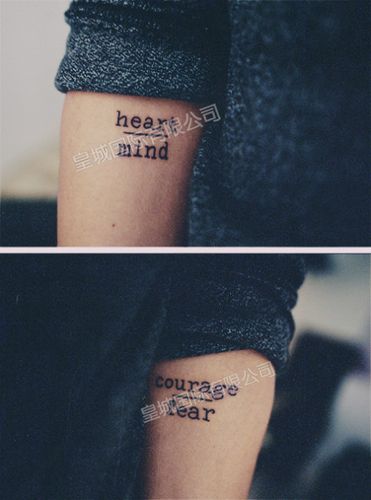 暗黑系英文字母 heart 纹身贴 防水男女持久情侣款手臂刺青 贴纸