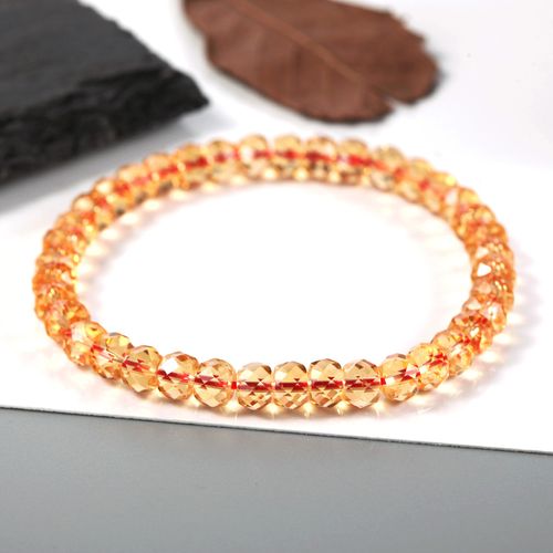 5-6mm黄水晶手链黄水晶手串正品带证书