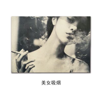 【a0317】吸烟美女复古牛皮纸海报室内酒吧咖啡馆装饰
