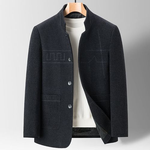 中年夹克男新款雪尼尔外套毛呢上衣男士休闲装中老年夹克衫秋冬装