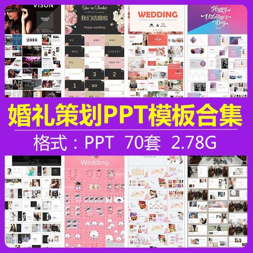 婚庆婚礼策划纪念相册公司现场大屏浪漫情人节蜜月ppt模板合集