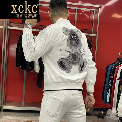 意大利x ck c国际轻奢侈品牌男装欧货夹克男2021季新款个性小熊烫钻加