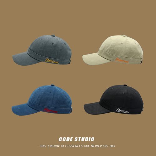 ccde日系侧面字母刺绣鸭舌帽男百搭棉质棒球帽女ins软顶遮阳帽子