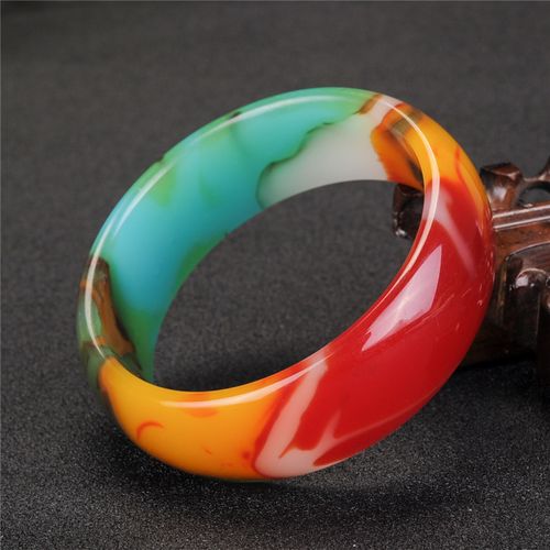 新疆和田彩玉女款紫绿红玉彩玉镯手镯