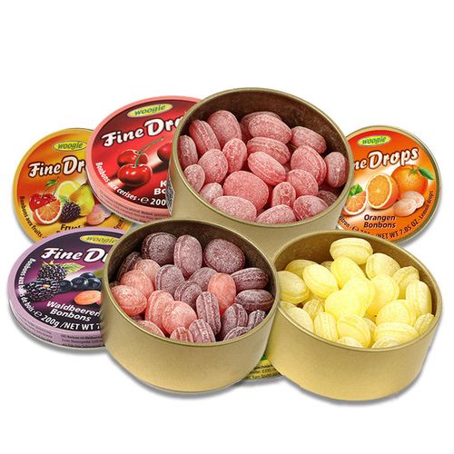 包邮进口食品德国woogie水果糖硬糖水果糖200g铁盒喜糖