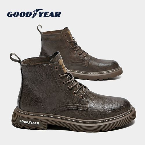 goodyear/固特异真皮马丁靴男款高帮2021新款英伦风高档雪地靴子