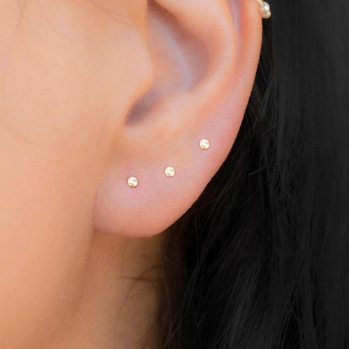 美产14k超迷你耳钉 小巧隐形耳骨钉简约百搭养耳洞小软骨钉防过敏