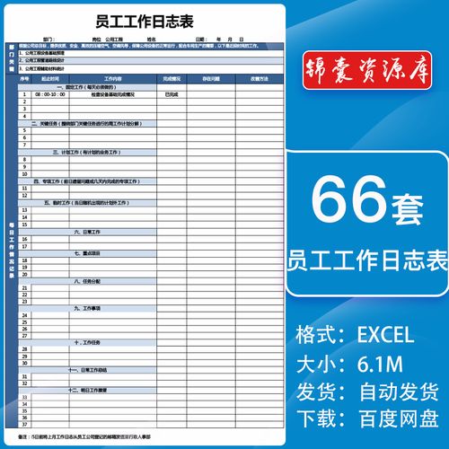 工作日志excel电子表格模板公司员工个人周工作总结安排计划记录