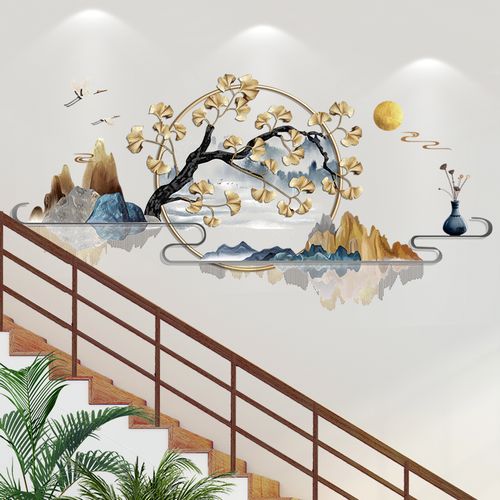 楼梯走廊墙面装饰3d立体中国风古风墙贴纸教室墙面翻新班级布置