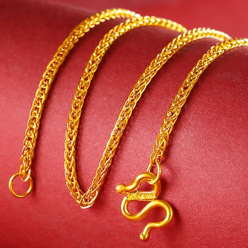 秋桑足金9999肖邦黄金项链细款素链足金链子时尚锁骨链真金首饰送礼女