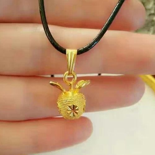 圣诞平安夜女友金苹果镀金项链红吊坠情人节仿真18k黄金不掉色世