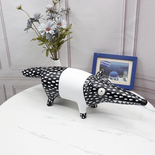 现代简约黑白蓝粉狐狸动物摆件样板房售楼处书房客厅酒店软装饰品