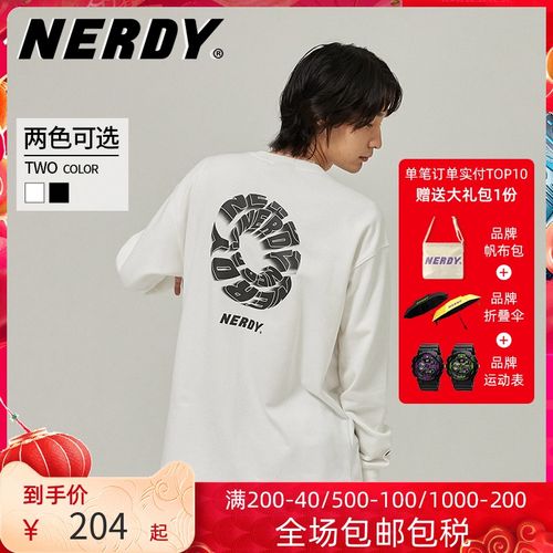 nerdyt恤女2021秋季新款女装宽松百搭圆领休闲印花情侣款长袖上衣