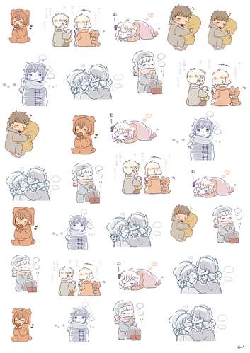 未剪裁-手帐贴纸diy手机日记相册手账素材-a4和纸小温暖情侣4