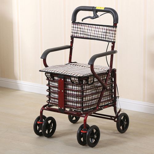 老年手推车买菜可坐购物车轻便折叠助步车四轮座椅休闲老人小拉车
