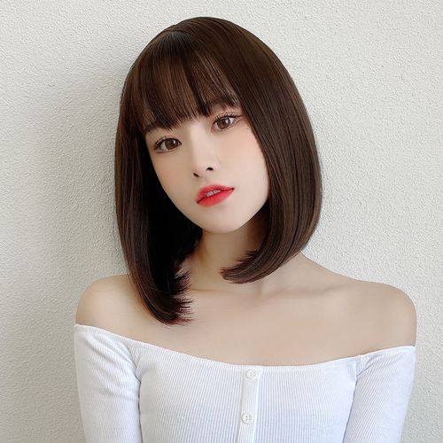 黛秀假发女短发网红圆脸显脸小时尚波波头中长逼真整