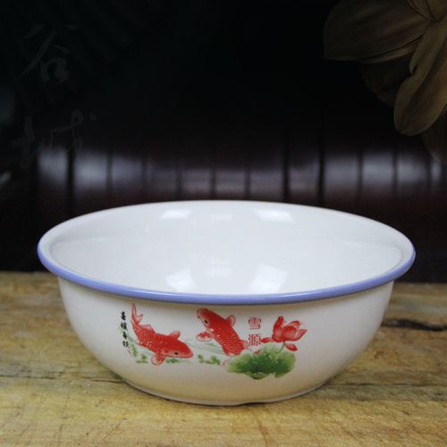 家用陶瓷老式和面盆复古加厚大号揉面发面盆青花瓷洗菜活面盆