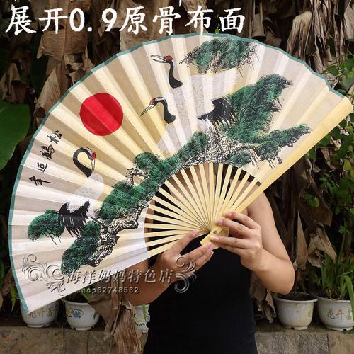 超大装饰挂扇折扇复古中式工艺画扇礼品布扇子客厅书房舞台道具扇