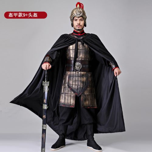 服装将军古装盔甲男战袍铠甲将军衣服古代衣服古装侍卫服金色黑色铠甲