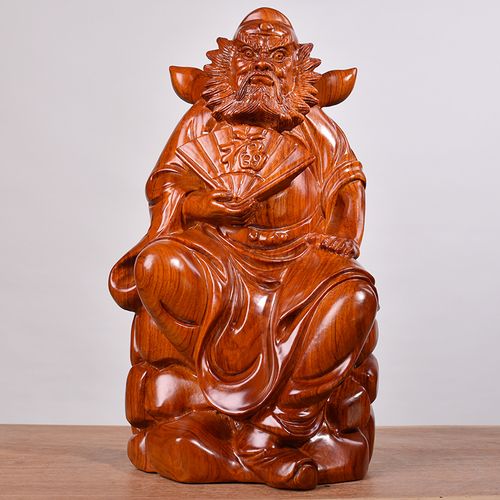 花梨实木雕刻天师钟馗摆件木头根雕福神像红木家居