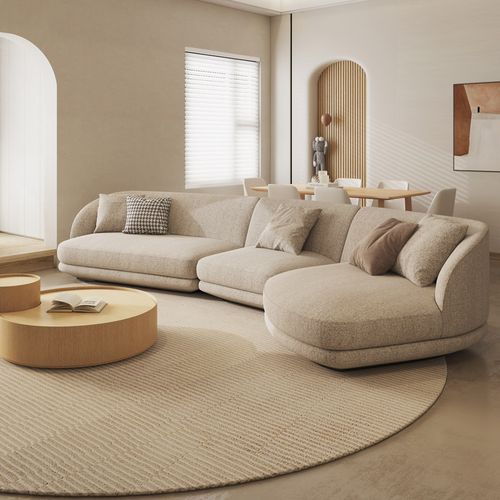 纳威ins奶油风布艺沙发客厅日式侘寂风格网红意式极简异形沙发