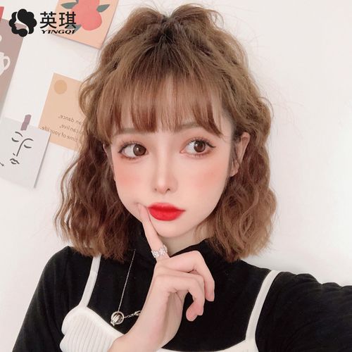 假发短发女空气刘海泡面头卷发真人发丝蓬松全头套式自然短发造型