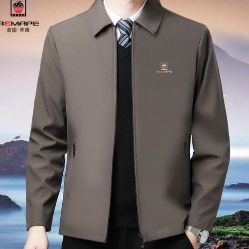 美国苹果新款男士外套中老年夹克春秋款衣服男装上衣冬加绒爸爸装