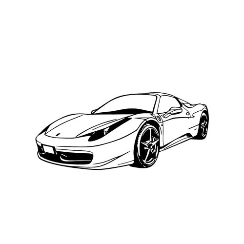 法拉利剪影墙贴汽车商场橱窗墙面装扮跑车海报贴网吧卡通墙纸贴【蔷芙