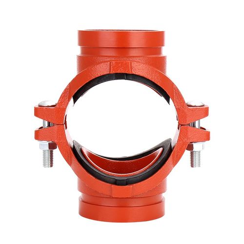 蓝炎 球墨铸铁管件工程 消防管件 防锈漆面 沟槽机械四通外径219*60