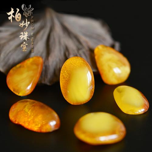 ecats天然琥珀半蜜半珀带皮原石随形项链小坠子男女款附鉴定证书
