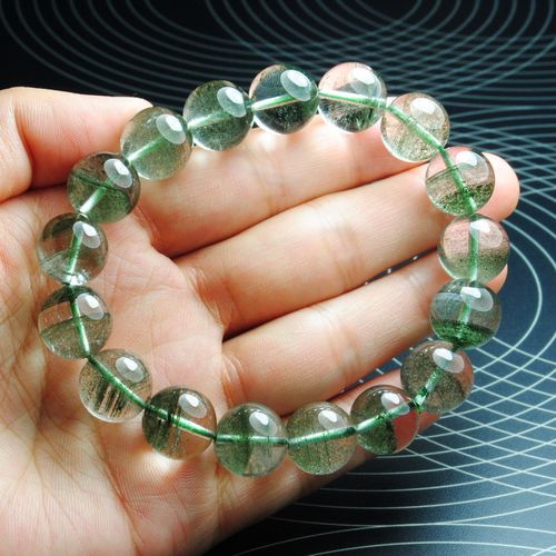 纯绿无红皮千层塔绿幽灵手链绿幽灵水晶手串