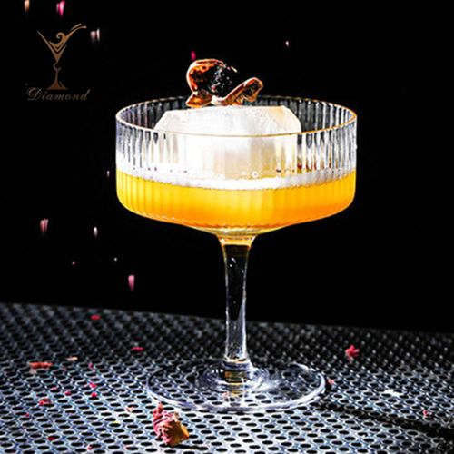 狄艾蒙 条纹鸡尾酒杯 创意个性玛格丽特杯 玻璃高脚杯 餐饮甜品杯