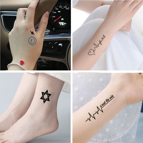 纹身贴男女防水持久韩国字母仿真性感刺青英文遮痕纹身贴纸花臂 30张