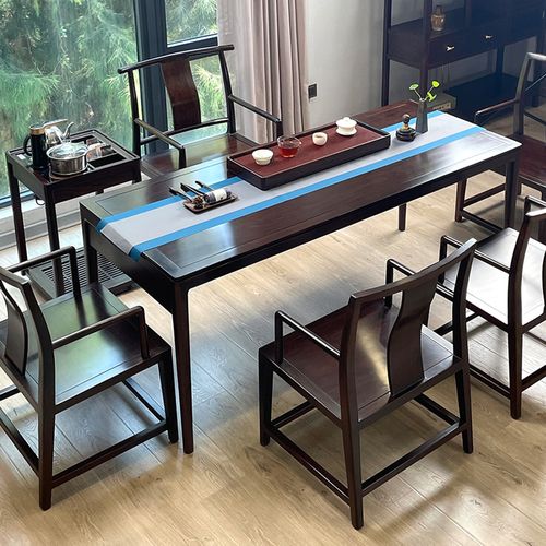 黑檀木干泡茶桌茶台新中式高端大气实木茶桌椅组合茶室功夫茶艺桌