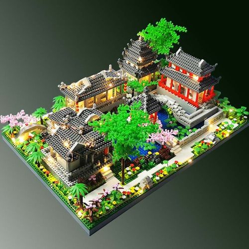苏州园林建筑积木新年礼物中国风成年高难度巨大型拼装模型儿童玩具