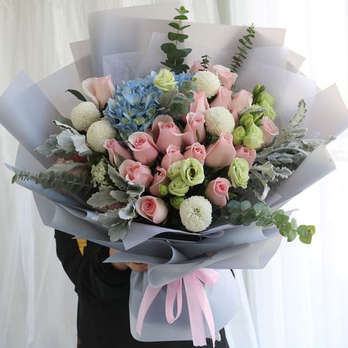 新品!韩式清新手捧花束北京同城送花鲜花速递玫瑰花生日礼物