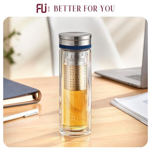 fu (富光·嘉)刚·系列 精钢炫纹工艺单层玻璃杯 商务办公水杯加厚
